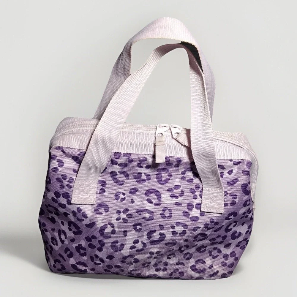 Target Purple Leopard Print Insulated Lunch Bag Double Zipper